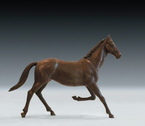 Selle Francais horse sculpture commission shown here in bronze