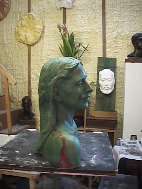wax stage of a bust or sculpture portrait to be cast into bronze