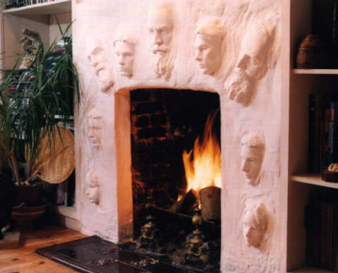 "Spirits of the Hearth" Custom Fireplace by Laury Dizengremel
