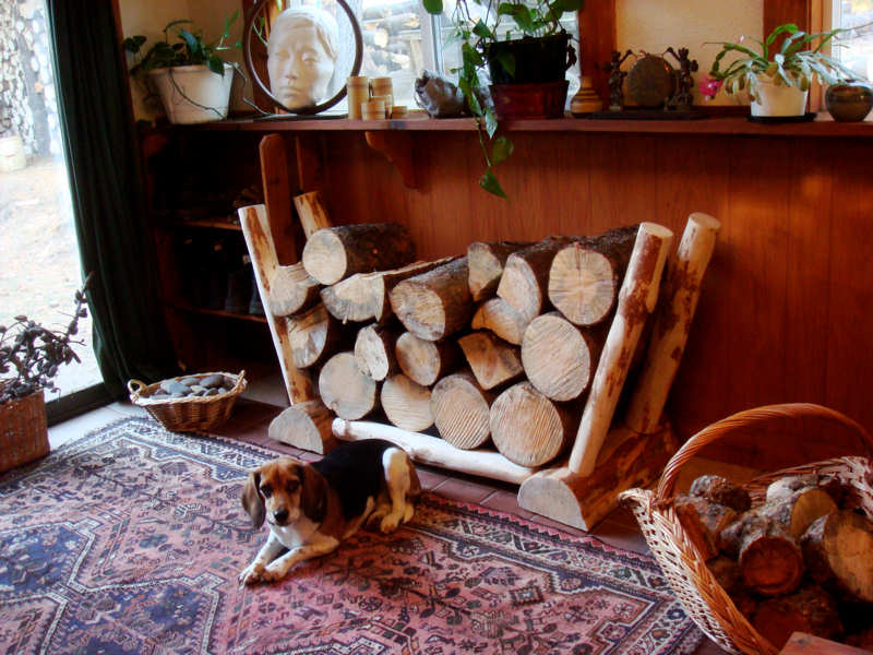 rustic log holder